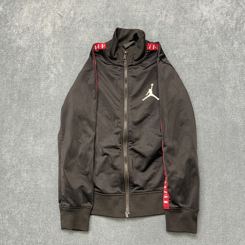 Air Jordan Tape Poly Jackets Unisex Kids M 5-6y Black Jumpman Logo Long Sleeve